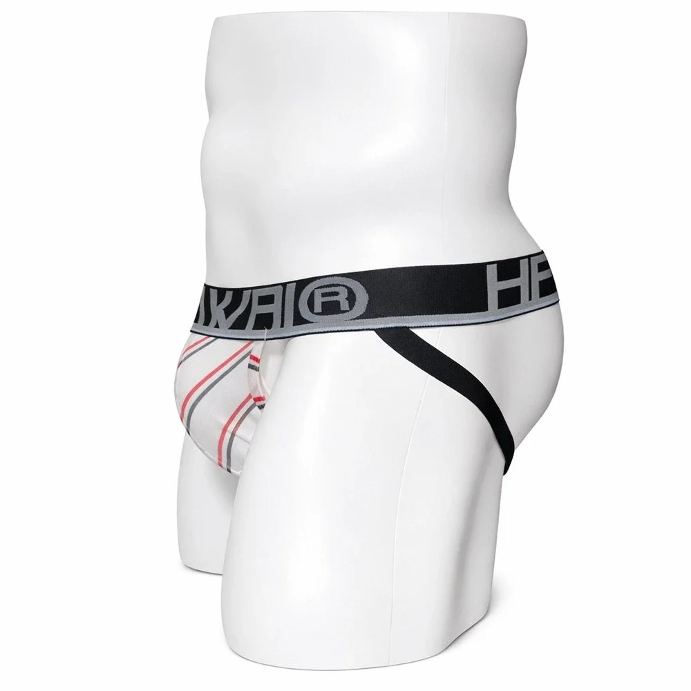 Hawai Small (28-30) Striped Jockstrap Athletic Supporter White Red Black - Picture 2 of 11